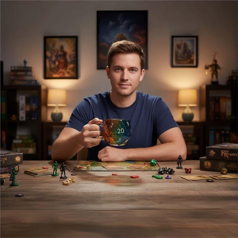 ABHU Rainbow D20 Dice Mug Copo - Board Game Heat avaliação e preço
